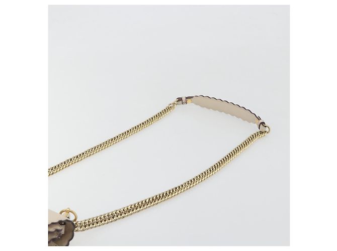 Borsa a spalla con catena FENDI in pelle beige e oro Auth bs36715 D'oro - vista 14