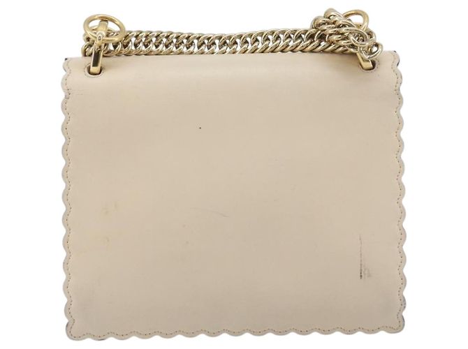 Borsa a spalla con catena FENDI in pelle beige e oro Auth bs36715 D'oro - vista 2