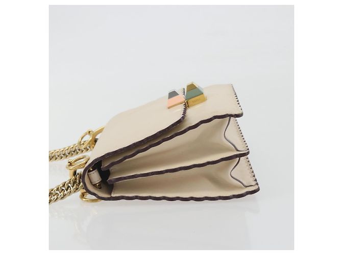 Borsa a spalla con catena FENDI in pelle beige e oro Auth bs36715 D'oro - vista 5