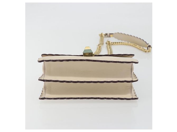 Borsa a spalla con catena FENDI in pelle beige e oro Auth bs36715 D'oro - vista 6