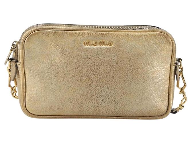 Borsa a tracolla Miu Miu in pelle oro Auth bs36779A D'oro - vista 13