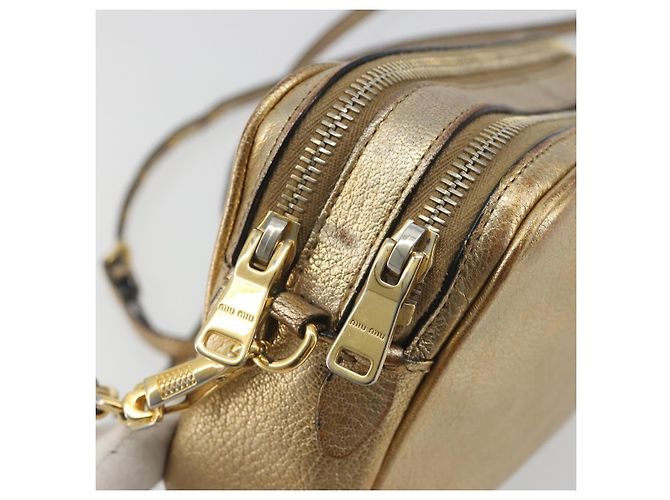Borsa a tracolla Miu Miu in pelle oro Auth bs36779A D'oro - vista 20