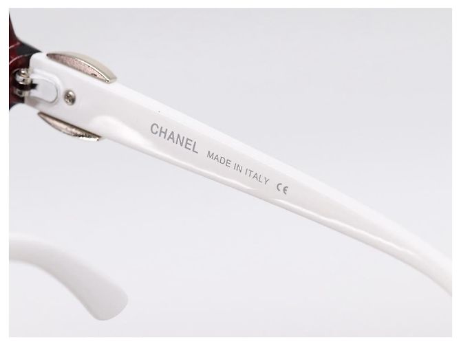 Gafas de sol CHANEL Plástico Blanco Plata CC Auth BA15024 - vista 10