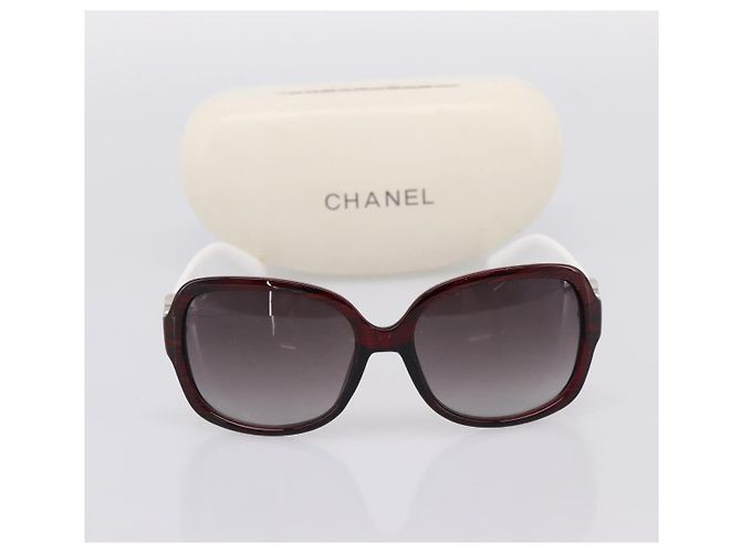 Gafas de sol CHANEL Plástico Blanco Plata CC Auth BA15024 - vista 12