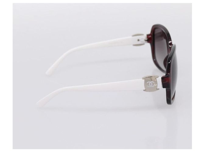Gafas de sol CHANEL Plástico Blanco Plata CC Auth BA15024 - vista 3