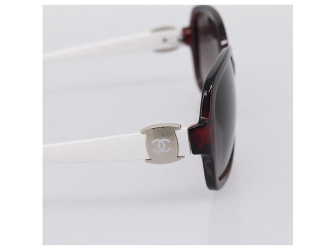Gafas de sol CHANEL Plástico Blanco Plata CC Auth BA15024 - vista 4