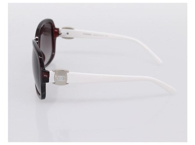 Gafas de sol CHANEL Plástico Blanco Plata CC Auth BA15024 - vista 5