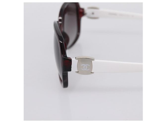 Gafas de sol CHANEL Plástico Blanco Plata CC Auth BA15024 - vista 6