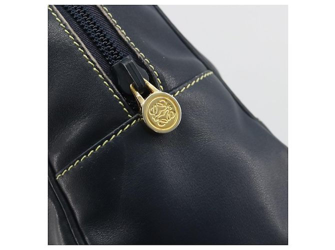 LOEWE Amazonas Borsa a Mano Pelle Blu Navy Oro Auth 195648A D'oro - vista 11