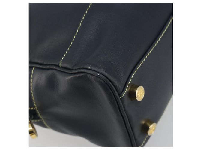LOEWE Amazonas Borsa a Mano Pelle Blu Navy Oro Auth 195648A D'oro - vista 14