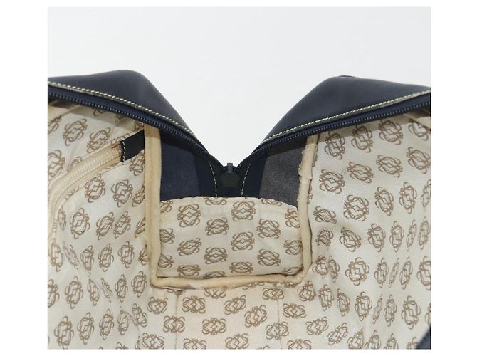 LOEWE Amazonas Borsa a Mano Pelle Blu Navy Oro Auth 195648A D'oro - vista 17