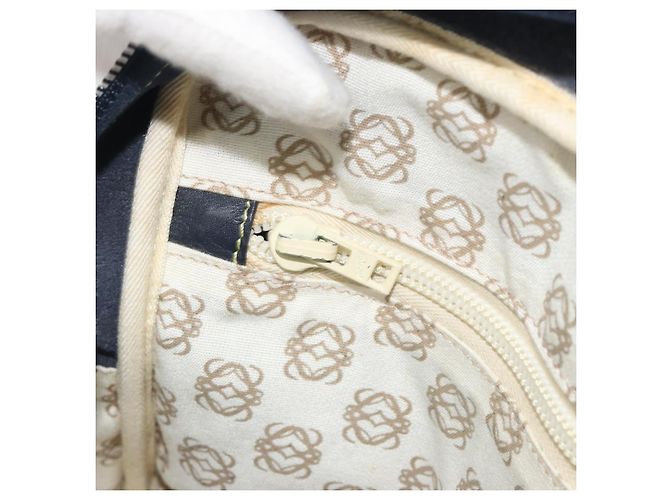 LOEWE Amazonas Borsa a Mano Pelle Blu Navy Oro Auth 195648A D'oro - vista 19