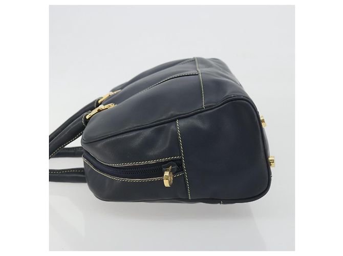 LOEWE Amazonas Borsa a Mano Pelle Blu Navy Oro Auth 195648A D'oro - vista 4
