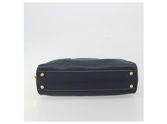 LOEWE Amazonas Borsa a Mano Pelle Blu Navy Oro Auth 195648A D'oro - vista 5