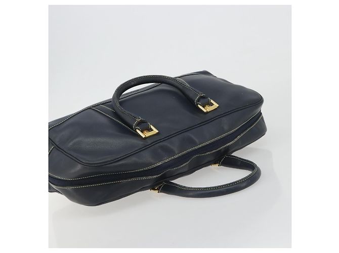 LOEWE Amazonas Borsa a Mano Pelle Blu Navy Oro Auth 195648A D'oro - vista 6