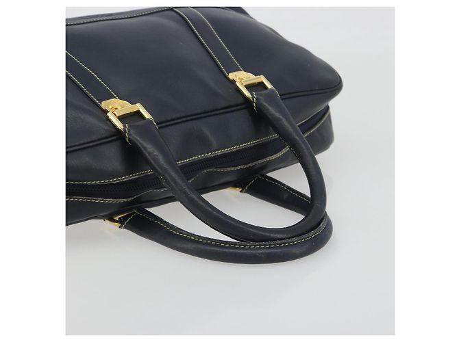 LOEWE Amazonas Borsa a Mano Pelle Blu Navy Oro Auth 195648A D'oro - vista 7