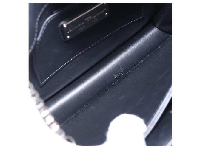 Borsa a tracolla Salvatore Ferragamo Gancini Chain in pelle nera e argento Auth 195321A Nero - vista 10