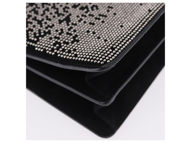 Borsa a tracolla Salvatore Ferragamo Gancini Chain in pelle nera e argento Auth 195321A Nero - vista 15