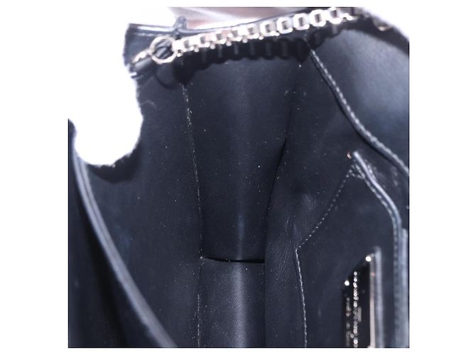 Borsa a tracolla Salvatore Ferragamo Gancini Chain in pelle nera e argento Auth 195321A Nero - vista 20