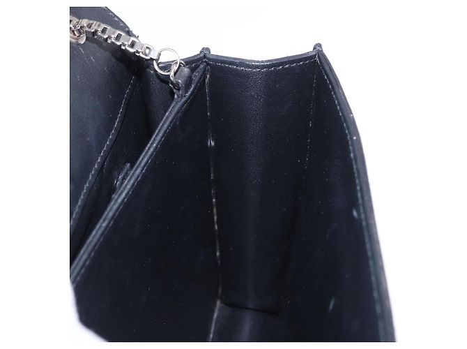 Borsa a tracolla Salvatore Ferragamo Gancini Chain in pelle nera e argento Auth 195321A Nero - vista 21