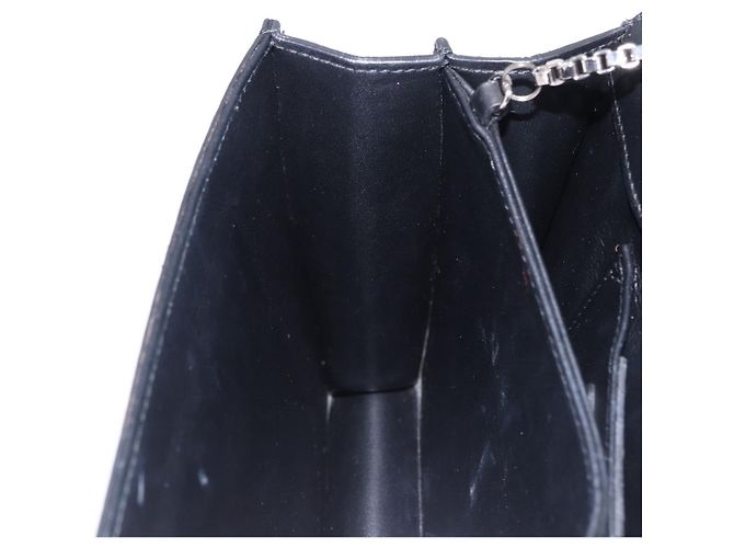Borsa a tracolla Salvatore Ferragamo Gancini Chain in pelle nera e argento Auth 195321A Nero - vista 22