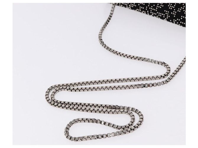 Borsa a tracolla Salvatore Ferragamo Gancini Chain in pelle nera e argento Auth 195321A Nero - vista 6