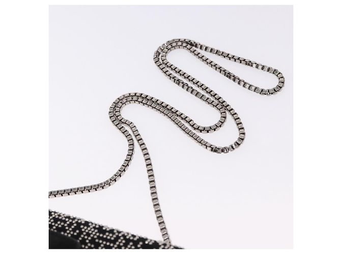 Borsa a tracolla Salvatore Ferragamo Gancini Chain in pelle nera e argento Auth 195321A Nero - vista 7