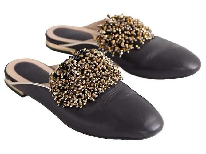 Mules Elie Saab in pelle nera Nero - vista 3