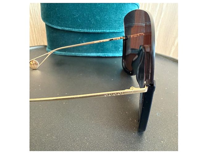 Gafas de sol Shield Gucci GG0540S Cruise 2020 Runway Negro Dorado - vista 7