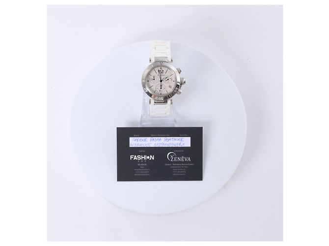 Reloj de pulsera Cartier Pasha Seatimer Quartz, ref. W3140005 con esfera plateada - vista 10