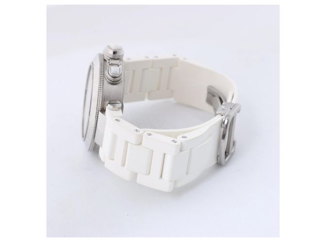 Reloj de pulsera Cartier Pasha Seatimer Quartz, ref. W3140005 con esfera plateada - vista 4