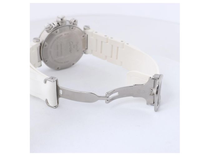 Reloj de pulsera Cartier Pasha Seatimer Quartz, ref. W3140005 con esfera plateada - vista 9