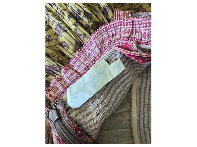 Zimmermann Maxikleid mit Rüschen Pink Mehrfarben Beige Gelb - Ansicht 7
