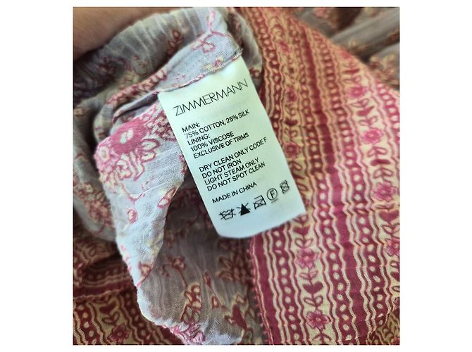 Zimmermann Maxikleid mit Rüschen Pink Mehrfarben Beige Gelb - Ansicht 8