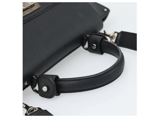 Salvatore Ferragamo Sofia Satchel Grainy Leather Large Nero - vista 7