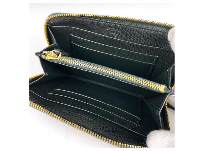 Prada Dunkelgrünes Leder-Münzgeldbörse - Ansicht 7