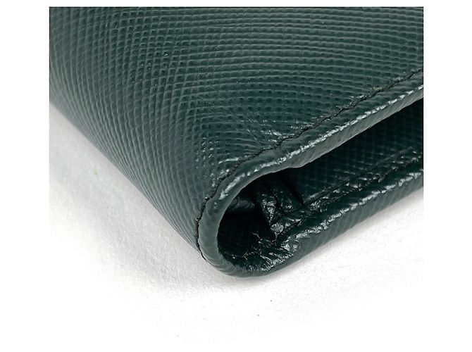 Portafoglio bi-fold Prada in pelle Saffiano verde - vista 3