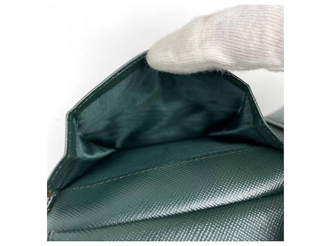 Portafoglio bi-fold Prada in pelle Saffiano verde - vista 5