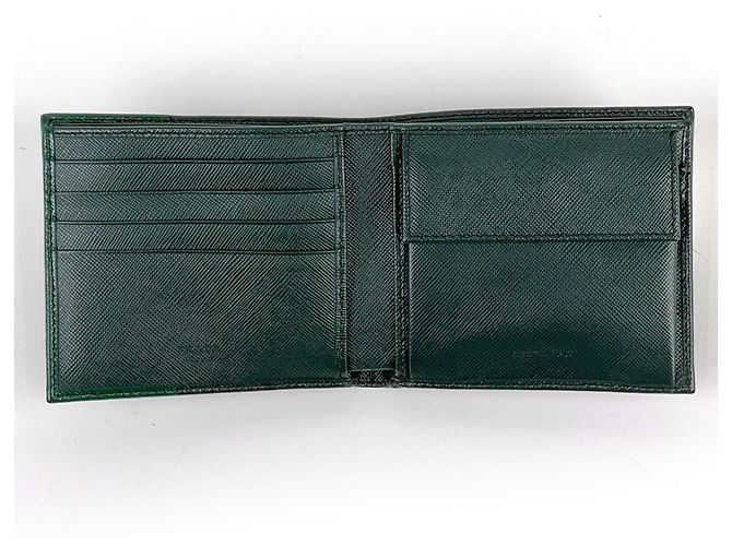 Portafoglio bi-fold Prada in pelle Saffiano verde - vista 6