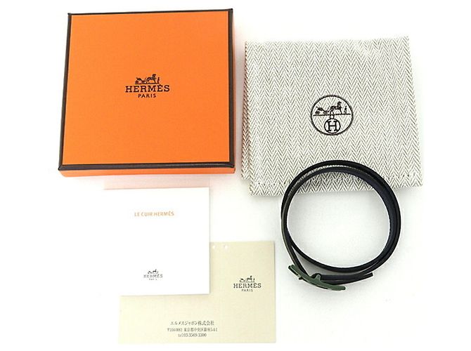 Hermès Bracciale in pelle Hermes Be Api Double Tour Blu navy - vista 2