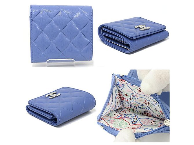 Cartera Chanel Matelassé Tri-fold Azul - vista 6