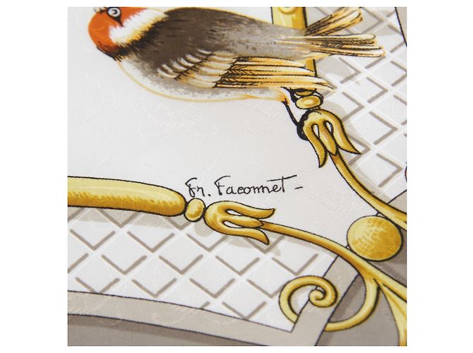 Hermès Foulard di seta Hermes in nero e grigio Marrone - vista 3