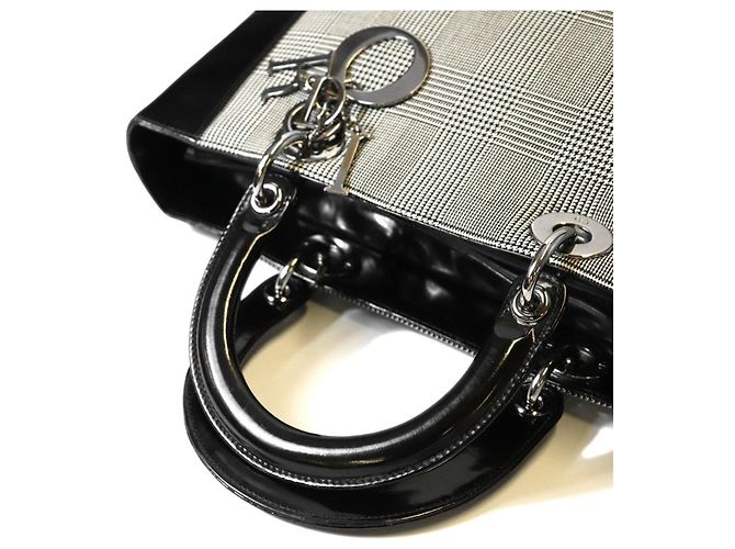Borsa Christian Dior Dior Lady Canvas Patent Nero - vista 10