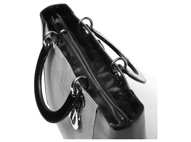 Borsa Christian Dior Dior Lady Canvas Patent Nero - vista 11