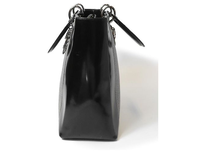 Borsa Christian Dior Dior Lady Canvas Patent Nero - vista 3