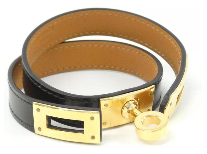 Hermès Pulsera Hermes Kelly Double Tour Negro Dorado - vista 4