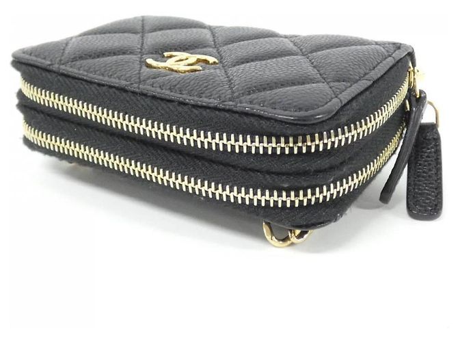 Monedero Chanel de piel de becerro granulada negra Negro - vista 3