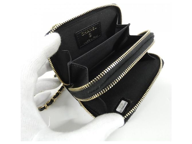 Monedero Chanel de piel de becerro granulada negra Negro - vista 8