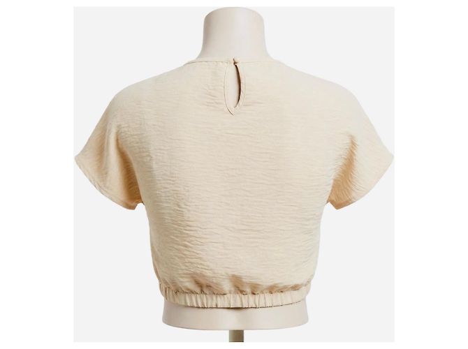 Massimo Dutti Conjunto de crop top e calças largas bege - vista 5