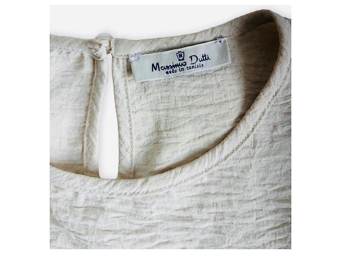 Massimo Dutti Conjunto de crop top e calças largas bege - vista 6